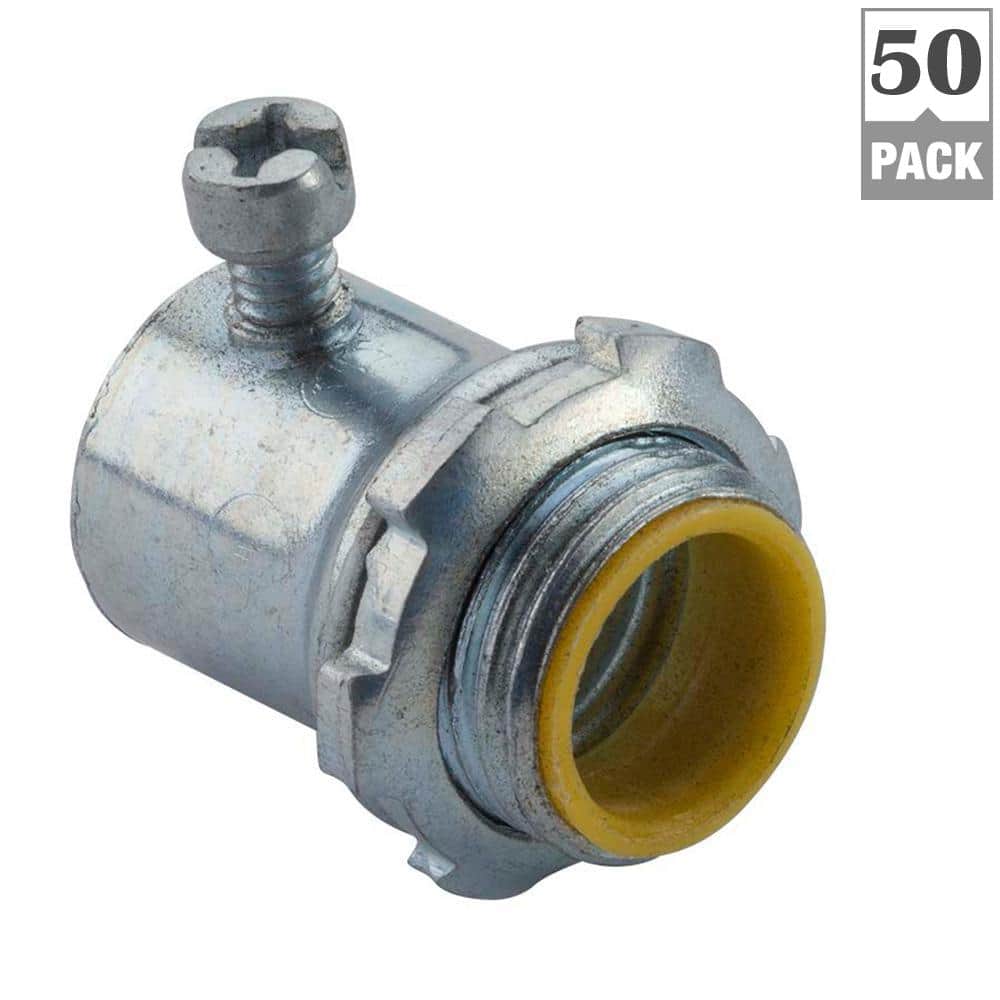 Halex 1/2 in. Electrical Metallic Tube (EMT) Set-Screw Connectors Metallic Raceway Box/Fitting/Kit (50-Box) (3)