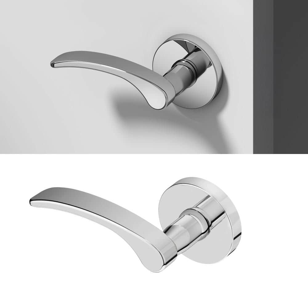 Okun Brook Metal Chrome Dummy Door Handle with Round Rosette (1)