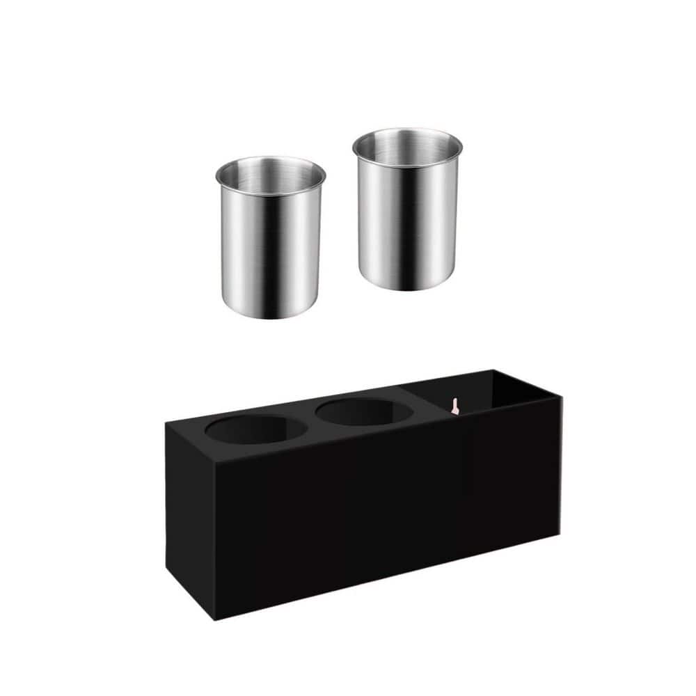 Wudkey Acrylic Hair Tool Organizer in Black, Hair Dryer Holder with Heatproof Steel Cups for Curling Iron and Hair Brushes (1)