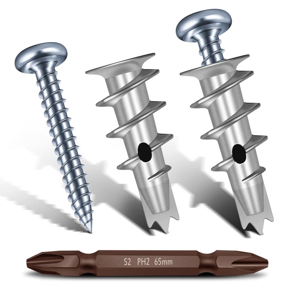 MYWISH 50-Piece Zinc Drywall Anchors and #8 x 1-1/4 in. Phillips Screws Kit - Strong Anchors for Drywall, Mirrors and Shelves