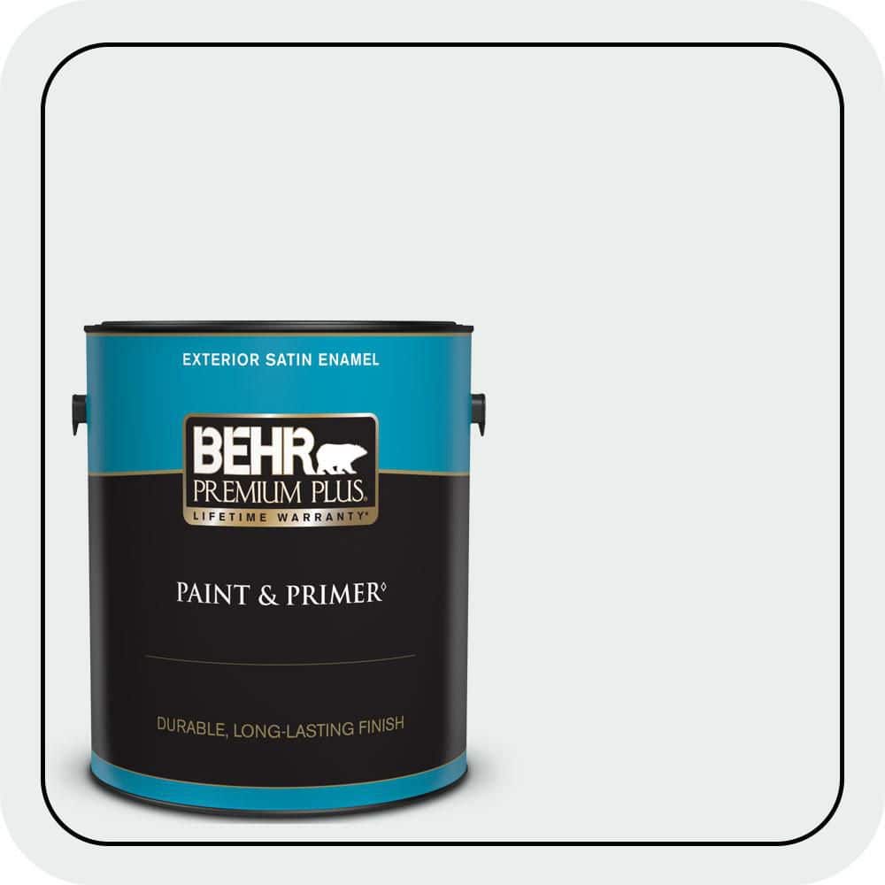 BEHR PREMIUM PLUS 1 gal. #PWN-16 Day Spa Satin Enamel Exterior Paint & Primer