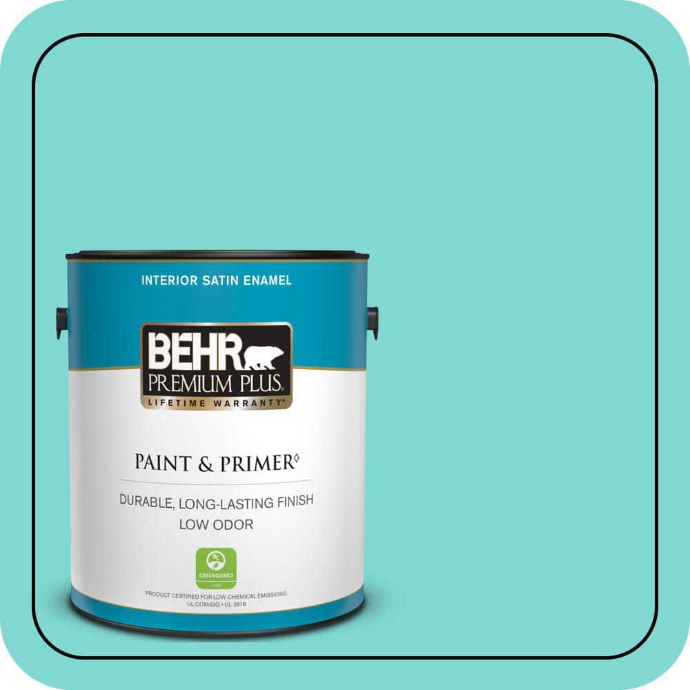 BEHR PREMIUM PLUS 1 gal. #MQ4-22 Key Largo Satin Enamel Low Odor Interior Paint & Primer