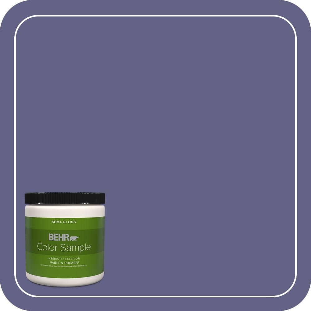 BEHR PREMIUM PLUS 8 oz. #640D-7 Pharaoh Purple Semi-Gloss Interior/Exterior Paint & Primer Color Sample (1)