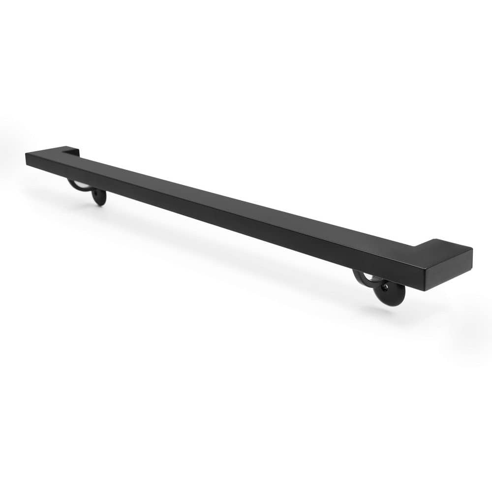 Unbranded 2 Ft Aluminum Matte Black Handrail for Cable Railing System Stair Rail Grab Bar Kit Indoor Outdoor 1 Piece (1)