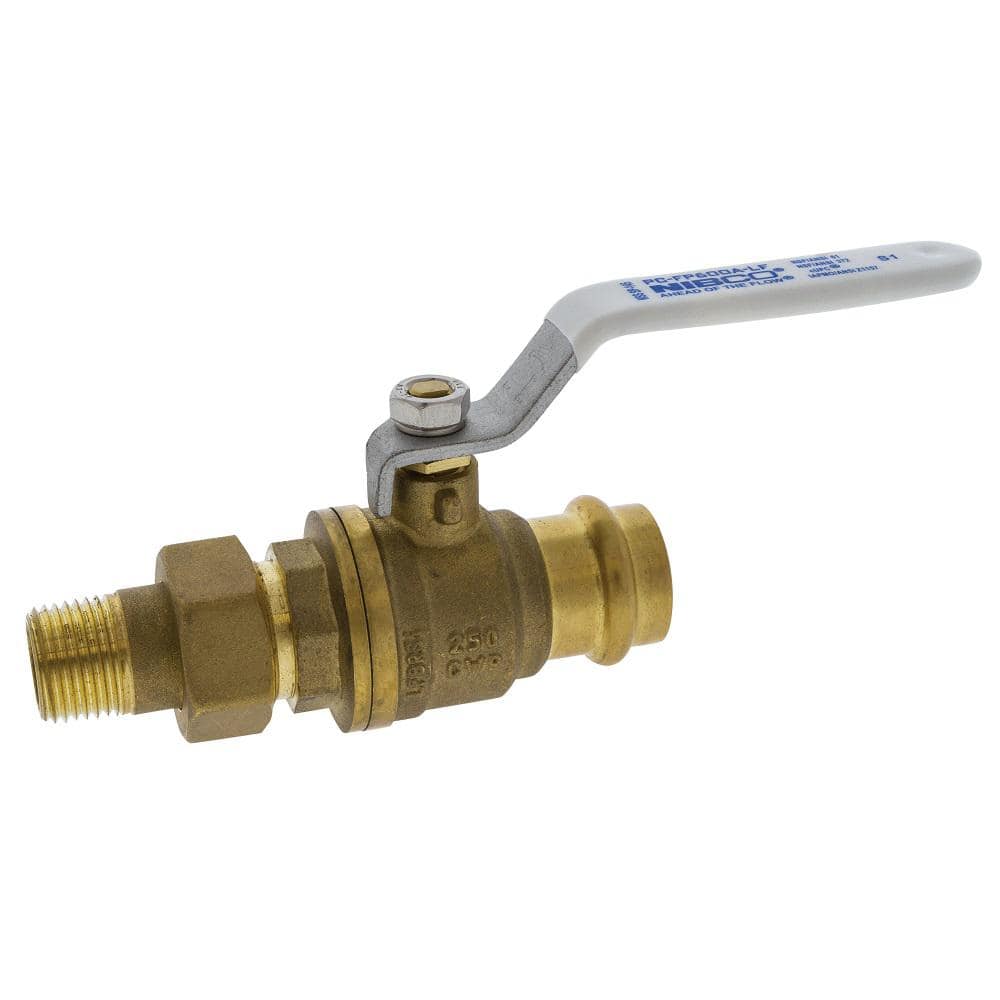 NIBCO 3/4 in. Brass Alloy Lead-Free Press x MIP Union Full Port Ball Valve