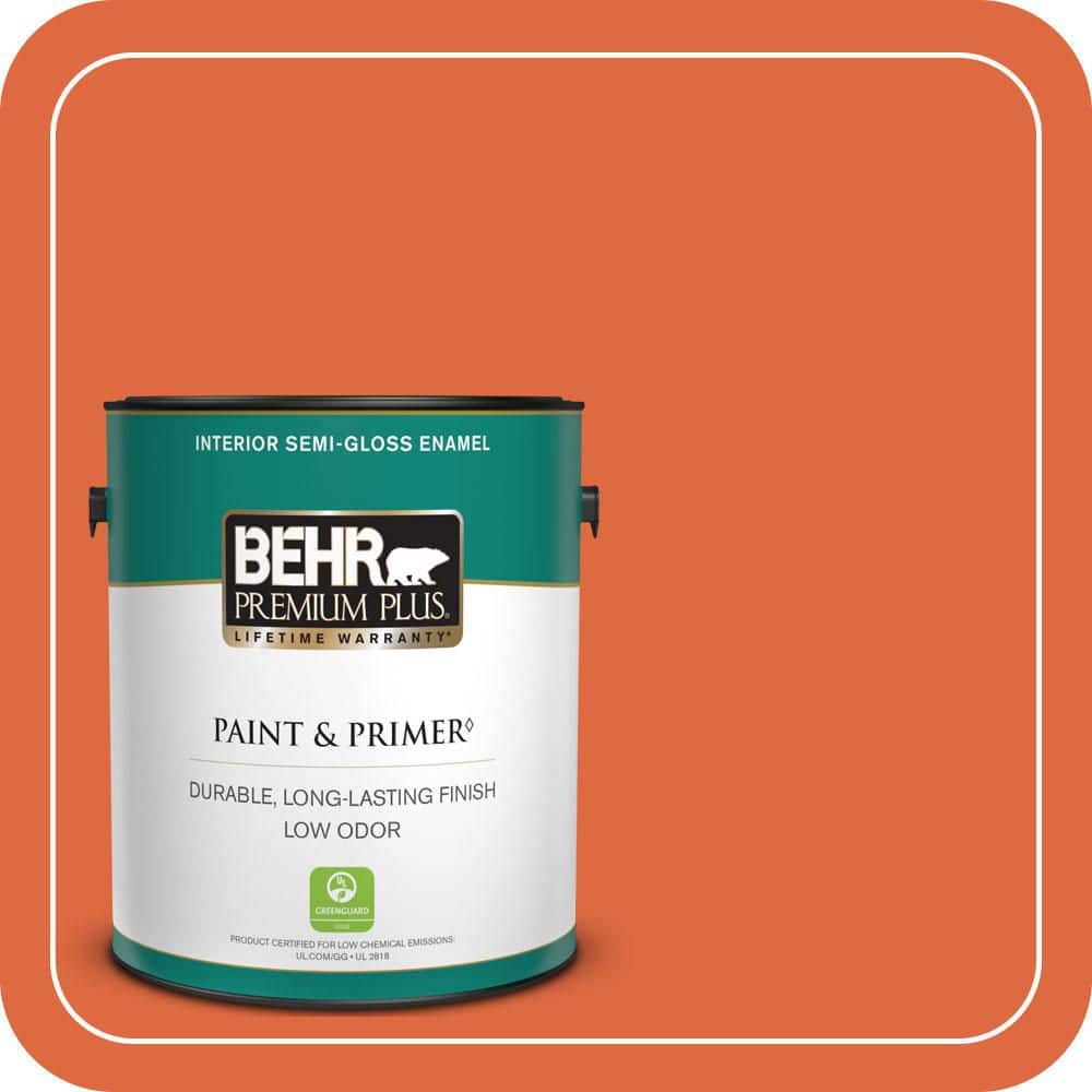 BEHR PREMIUM PLUS 1 gal. #P200-7 Bonfire Night Semi-Gloss Enamel Low Odor Interior Paint & Primer
