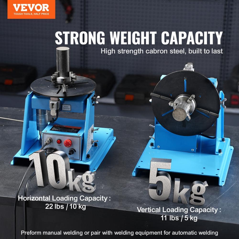 VEVOR Rotary Welding Positioner 10KG 0-90° Welding Turntable Table with 8.1 in. 3-Jaw Lathe Chuck 1 to 12 RPM 20W for Welding (2)