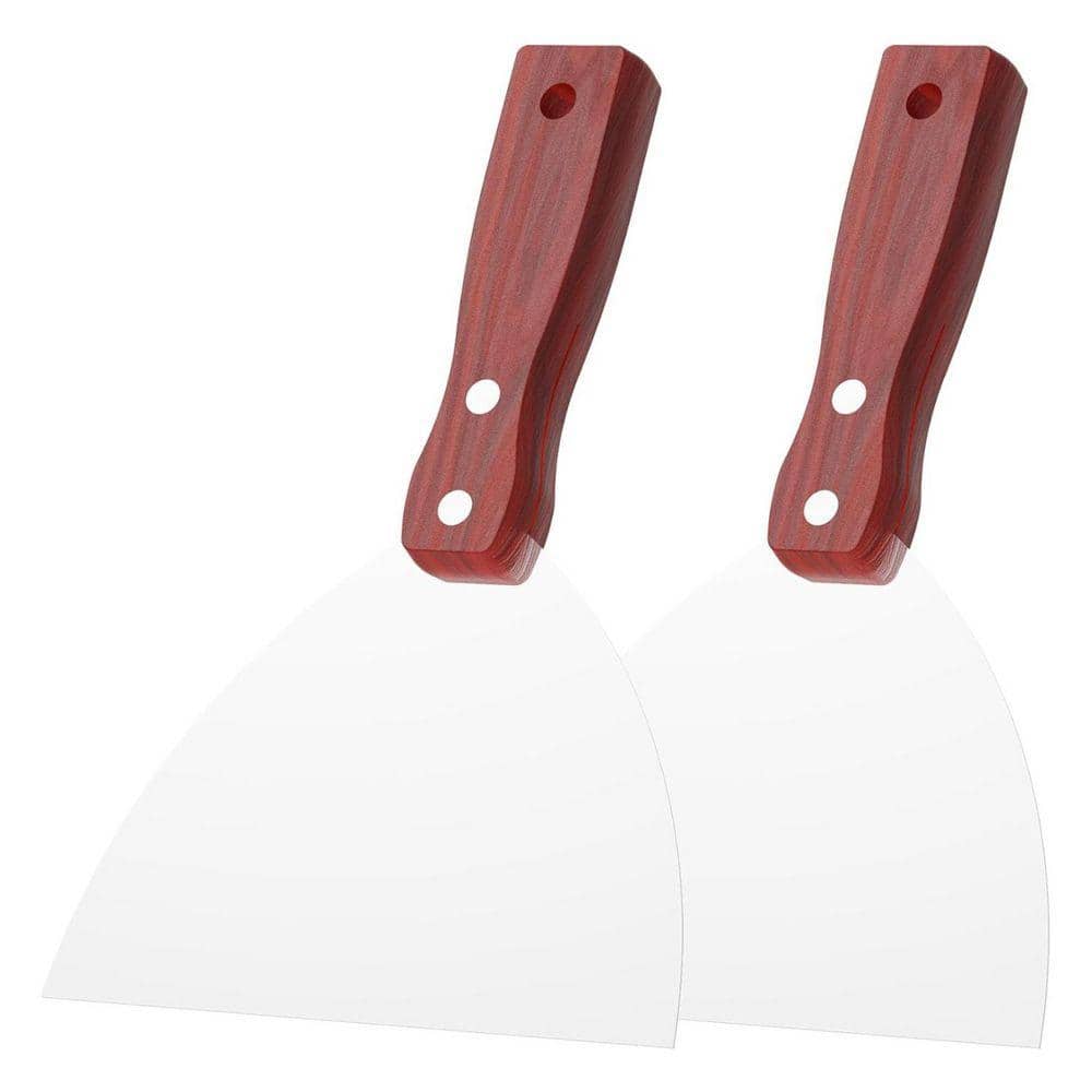 KIWDZFU 6 in. Stainless Steel Joint Taping Knife with Wooden Handle for Drywall Decals Wallpaper Floor Tile Patching Painting (1)