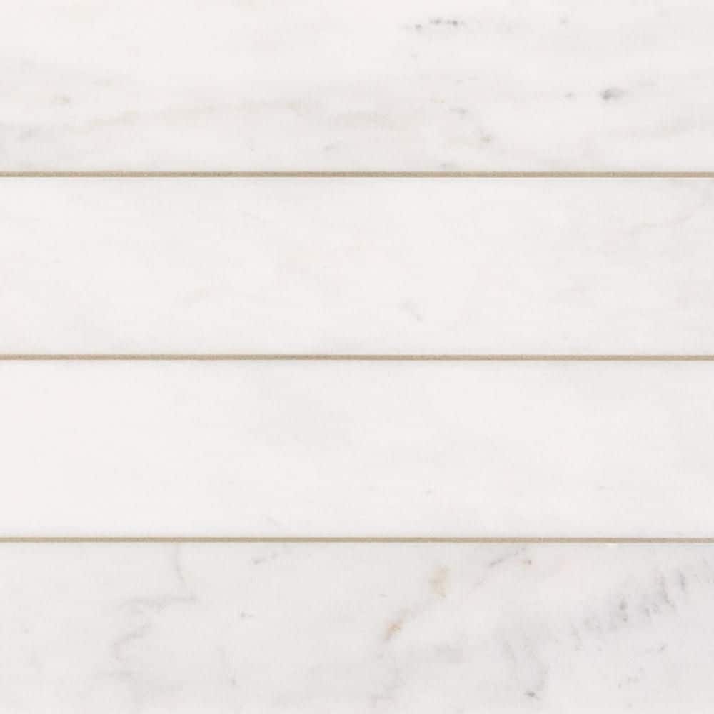 Jeffrey Court Milky Veil White 2 in x 12 in Honed Subway Marble Wall and Floor Tile (10 sq. ft./Case)