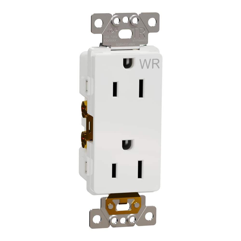 Square D X Series 15 Amp 125-Volt Weather Resistant Outdoor Tamper Resistant Duplex Outlet Back Wire Decorator Matte White (3)