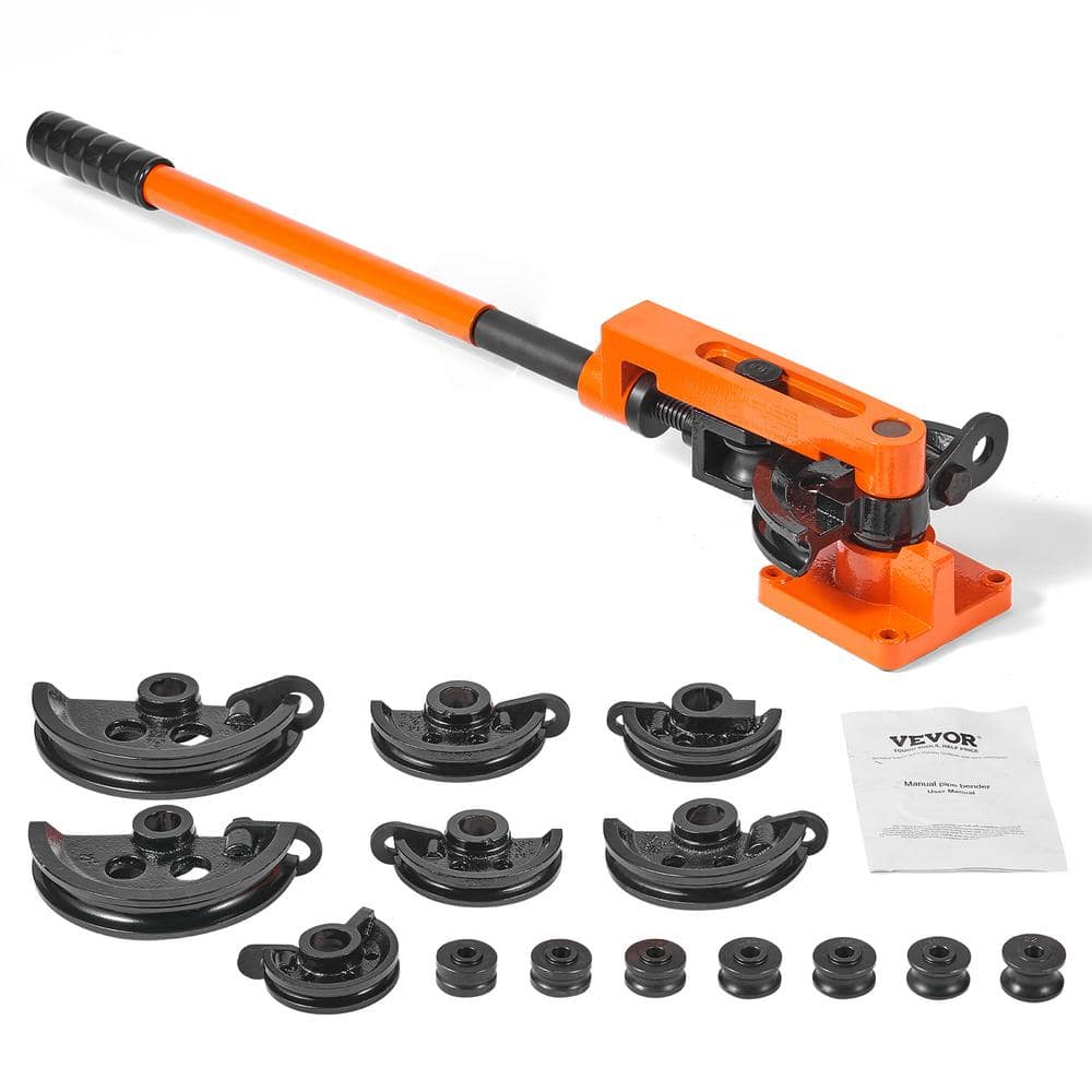 SKYSHALO Pipe Tube Bender 3/8 in. to 1 in. OD Manual Pipe Tube Bender with 7 Bending Dies, 180-Degree Copper Aluminum Pipe Bender