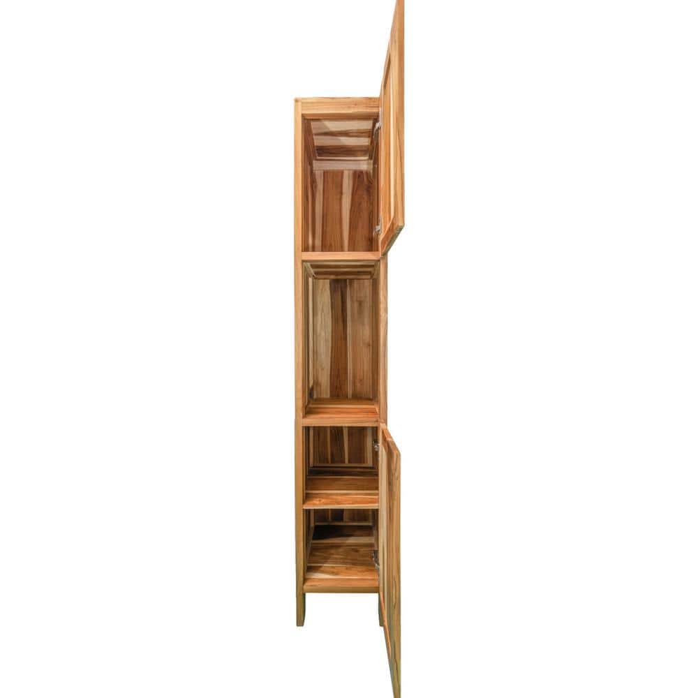 EcoDecors Tranquility 14-in W x 16-in D x 78 in. T Brown, Cabinet, Solid Wood Teak Linen Cabinet Bathroom Cabinet in Natural Teak (3)
