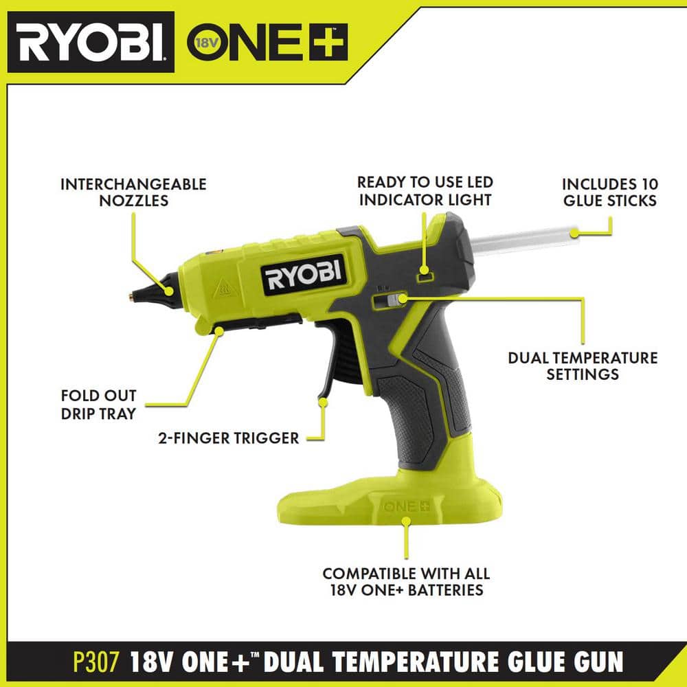 RYOBI ONE+ 18V Cordless Dual Temperature Glue Gun with 2.0 Ah Battery and Charger (3)