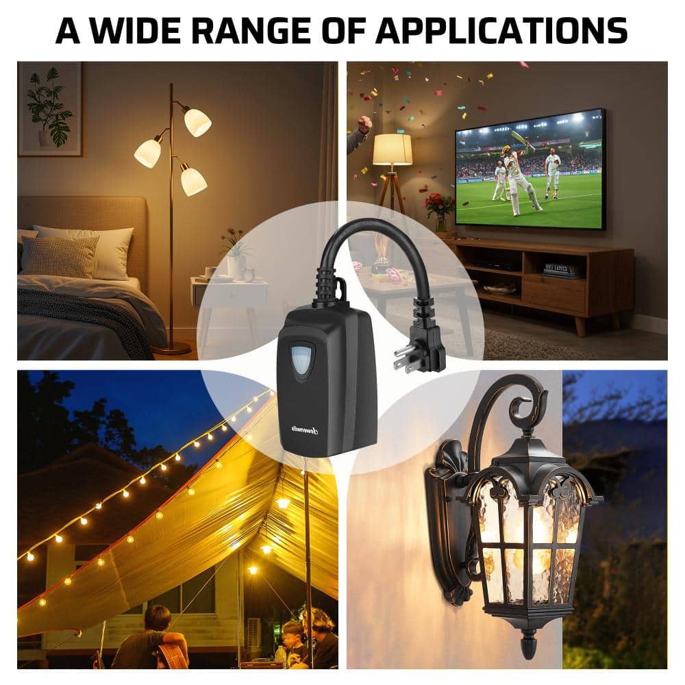 DEWENWILS 15A Weatherproof Outdoor Remote Control Outlet, Expandable Plug Light Switch, 7 Inch Extension Cord, ETL Listed (3)