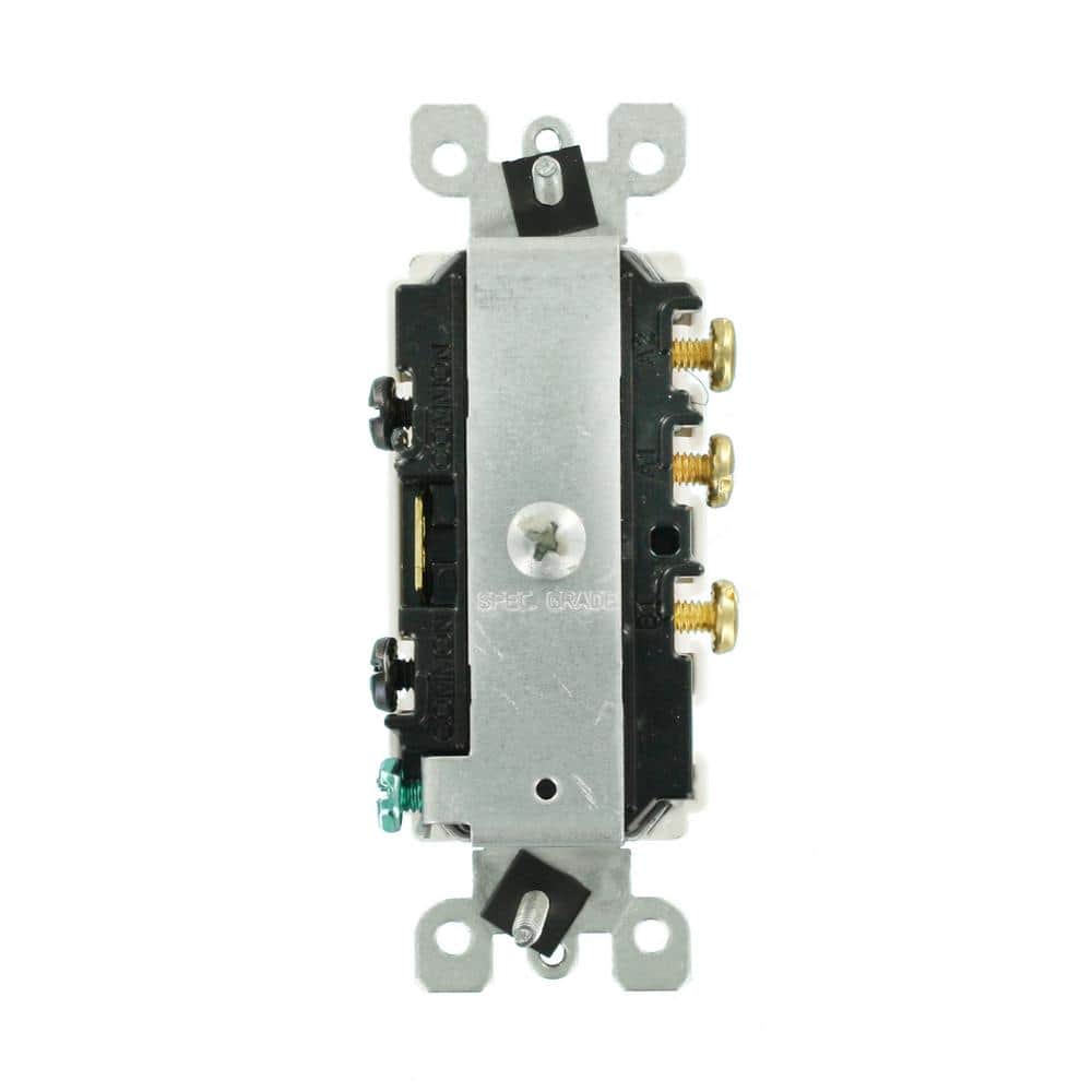 Leviton Decora 15 Amp 3-Way AC Combination Switch, White 5641-WS (4)