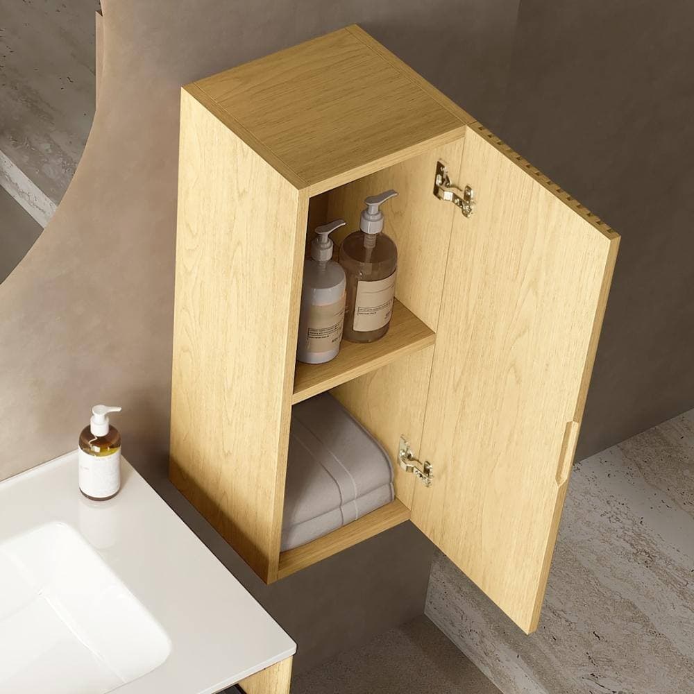Staykiwi 11.81 in. W x 11.81 in. D x 29.53 in. H Wall-Mounted Bathroom Cabinet in Golden Oak with a Door and a Shelf (3)