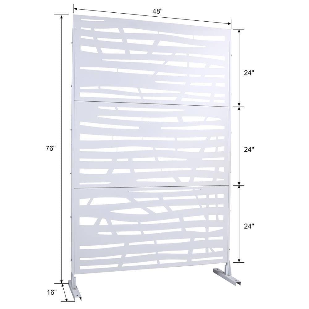 Kahomvis 6.3 ft. x 4 ft. White Outdoor Steel Decorative Privacy Screen, Indoor Metal Privacy Fence Panel (2)