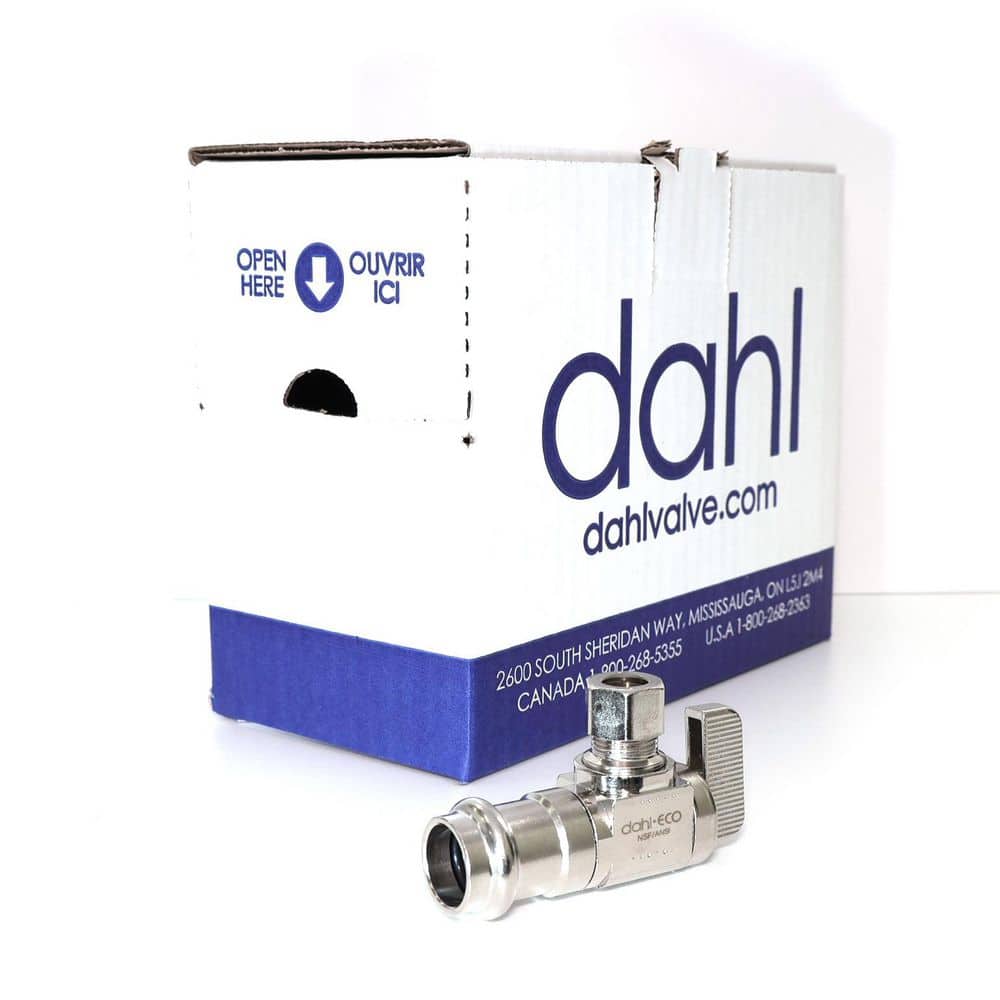 DAHL 1/2 in. Female Press Inlet x 3/8 in. Compression Outlet 1/4-Turn Angle Stop (3)