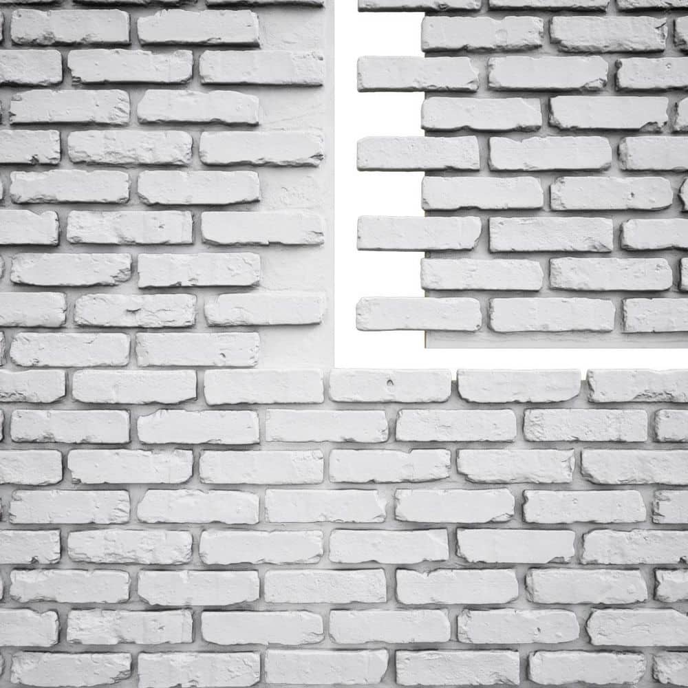 Ekena Millwork EverStone Aged Brick Faux Brick Panel, 46 7/8"W x 27"H x 1 1/4"D, Whitestone Color (1)
