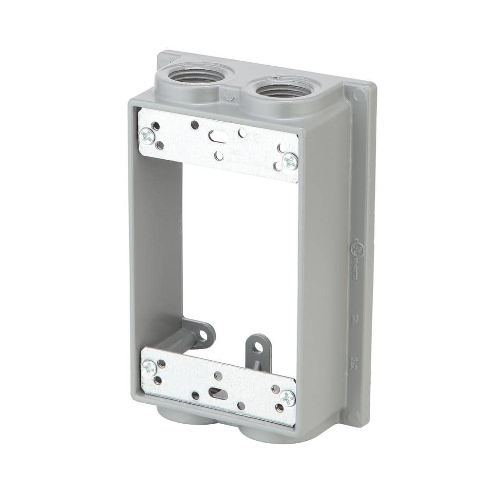 Commercial Electric 1-Gang Metallic Weatherproof Outlet Box Extension Ring with (4) 1/2 in. Holes, Gray (4)