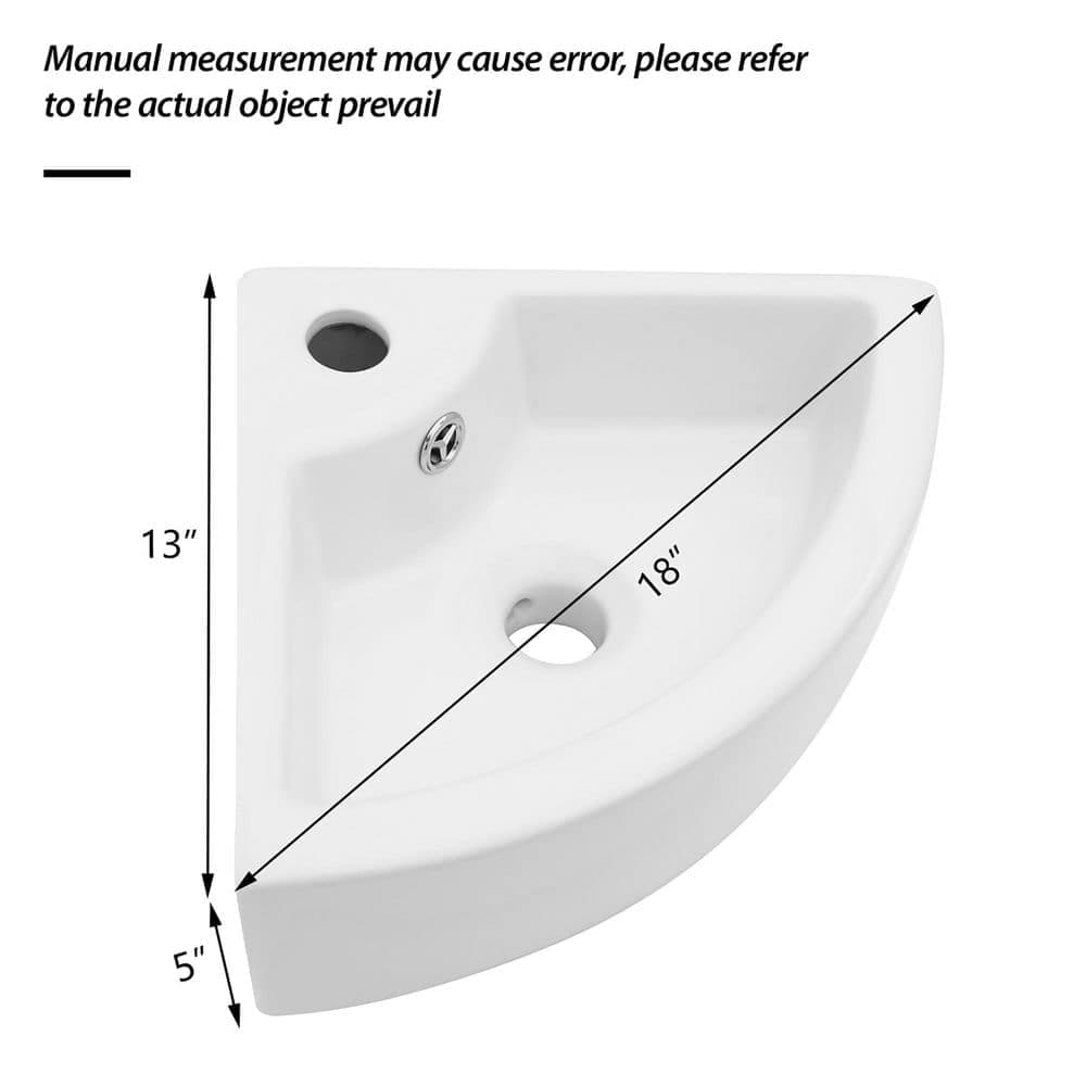 Coporesell 5 in. Wall-Mounted Rectangular Bathroom Sink in White Ceramic (2)