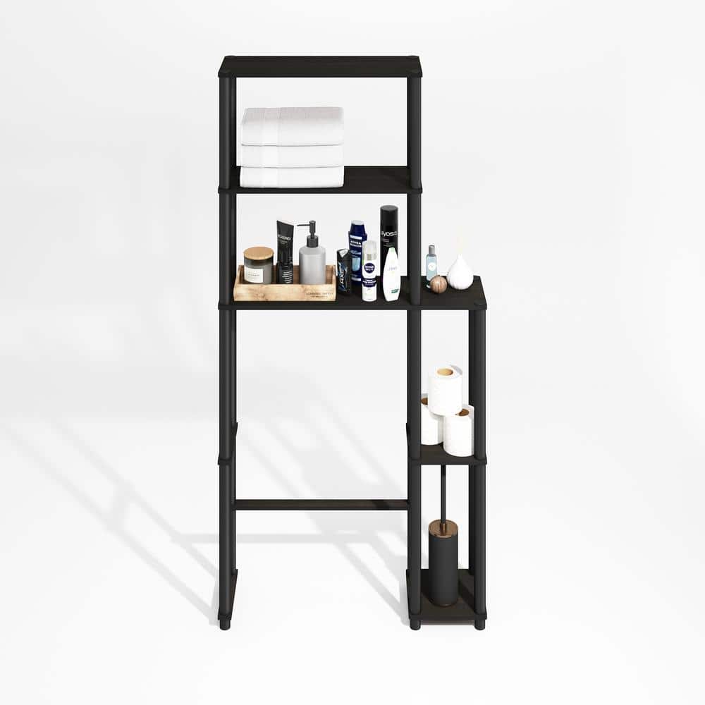 Furinno Turn-N-Tube 31.1 in. W x 65.1 in. H x 9 in. D Black Espresso/Black Over The Toilet Storage (2)