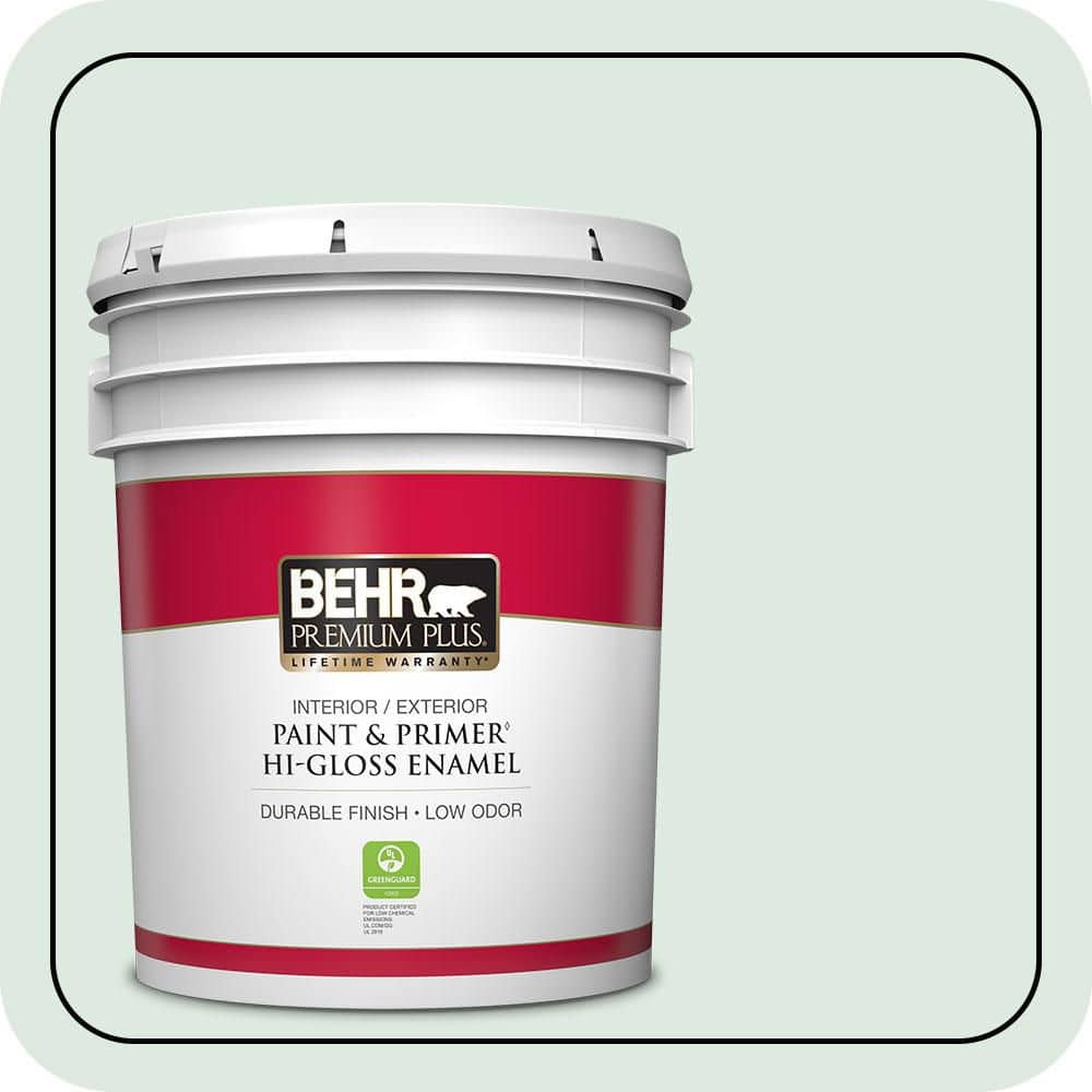 BEHR PREMIUM PLUS 5 gal. #470E-2 Water Mark Hi-Gloss Enamel Interior/Exterior Paint & Primer