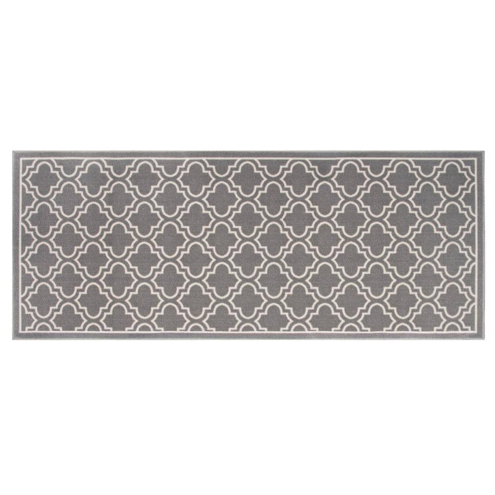 TrafficMaster Trellis Grey 2 ft. x 5 ft. Non-Slip Indoor Door Mat (2)