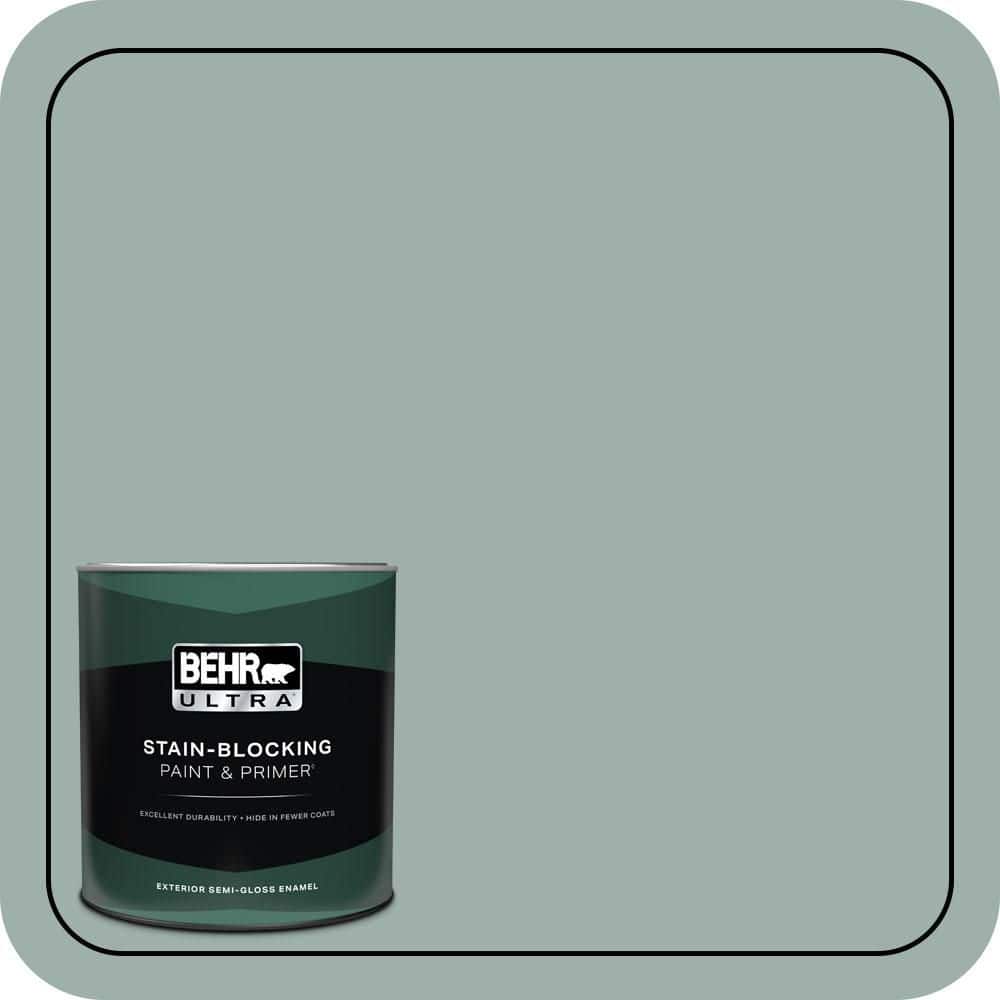 BEHR ULTRA 1 qt. #490F-4 Gray Morning Semi-Gloss Enamel Exterior Paint & Primer