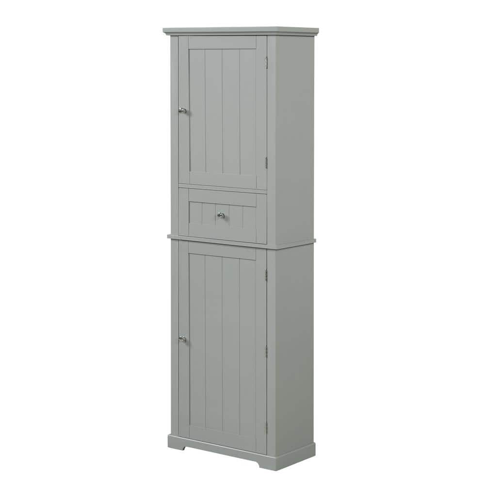 Tenleaf 22 in. W 11 in. D 67.30 in. H MDF Linen Cabinet, Bathroom Storage Cabinet with Drawer and Adjustable Shelf (2)