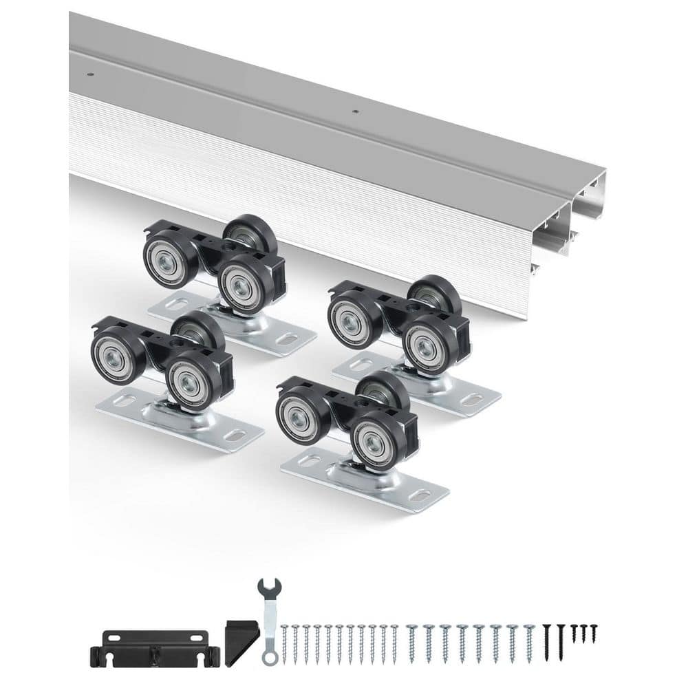 SKYSHALO Bypass Door Hardware, 6 ft. Sliding Door Kit, Aluminum Alloy, Fit Door Thickness 1 3/8 in.-1 3/4 in. 2025 update (1)