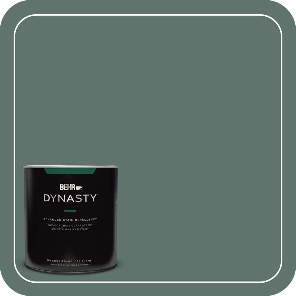 BEHR DYNASTY 1 qt. #PPU12-17 Cameroon Green One-Coat Hide Semi-Gloss Enamel Interior Stain-Blocking Paint and Primer