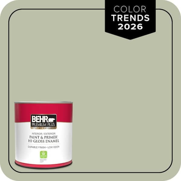 BEHR PREMIUM PLUS 1 qt. #S380-3 Urban Nature Hi-Gloss Enamel Interior/Exterior Paint & Primer (2)