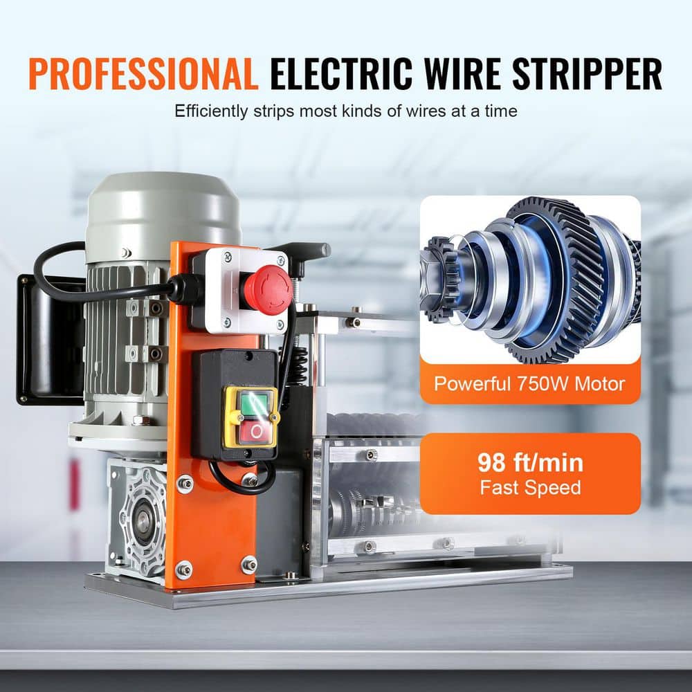 SKYSHALO Automatic Wire Stripping Machine, 0.06-1.26 in. Electric Motorized Cable Stripper, 750 W, 98 ft. /min Wire Peeler (2)