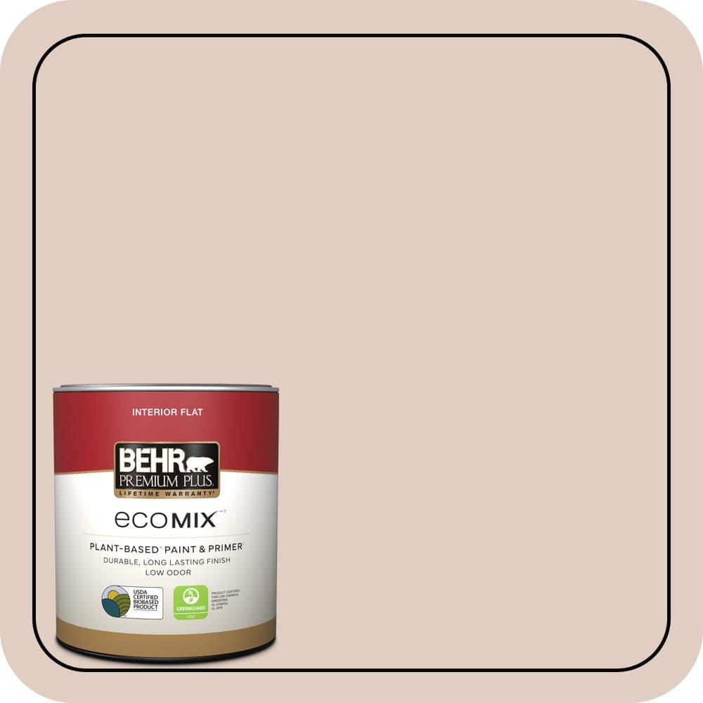 BEHR PREMIUM PLUS 1 qt. #PPL-77 Cocoa Parfait Flat EcoMix Plant-Based Interior Paint & Primer (1)