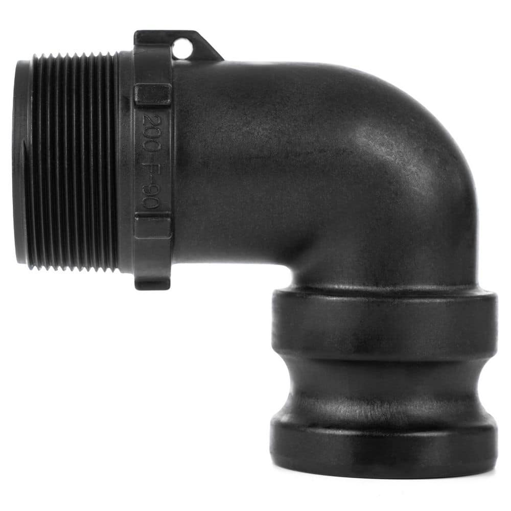 VPC 2 in. Male Camlock x 2 in. MPT Black Fiberglass-Reinforced Polypropylene 90° Elbow (1)