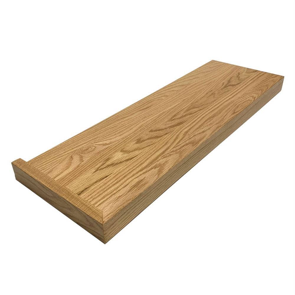 Stairtek Retread 0.625 in. x 11.5 in. x 42 in. Prefinished Natural Red Oak Left Return Square Edge Stair Tread