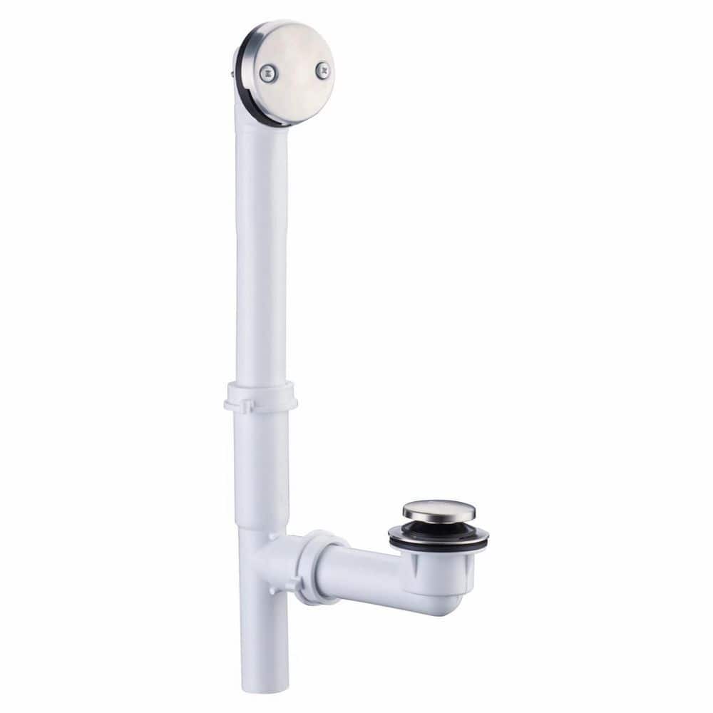 Wudkey Tubular Bath Tub Drain Kit with 5 in. Pipe and Tip-Toe Bathtub Drain Stopper in, Mounting Hardware (1)