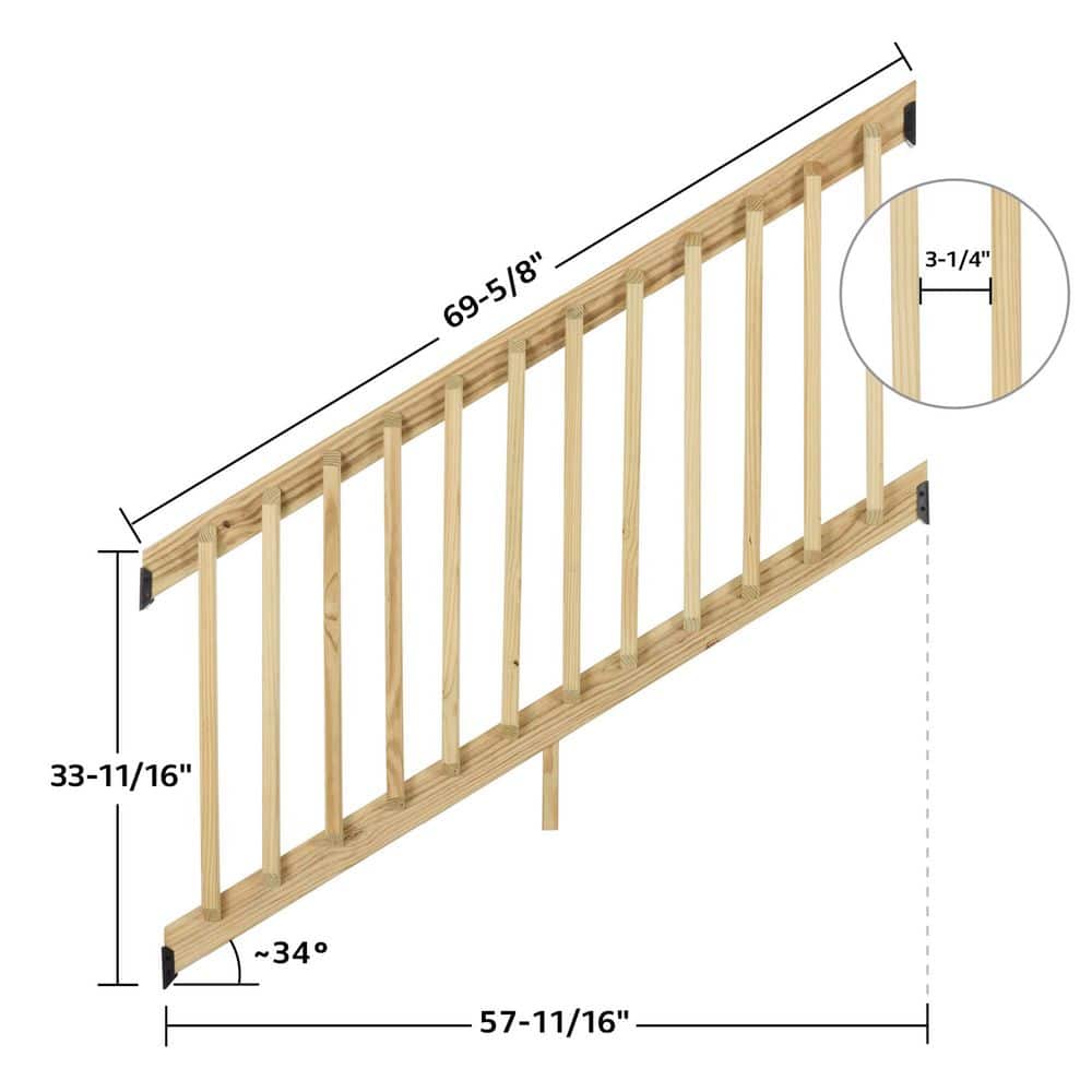 ProWood 3 ft. 6 ft. Pressure-Treated Pine Deck Stair Railing Kit with B2E Balusters (3)