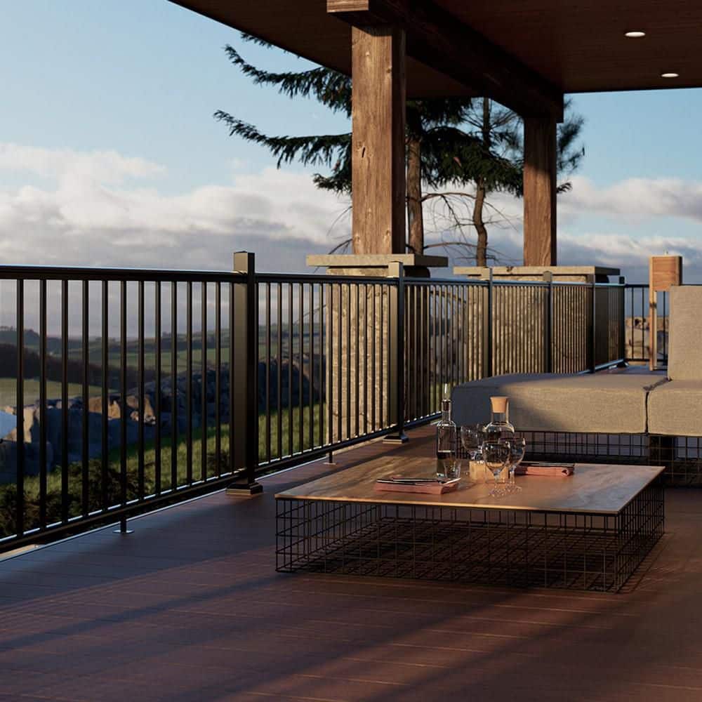 Fiberon 36 in x 96 in Haven View Countryside Serene Black PVC Railing Kit (3)