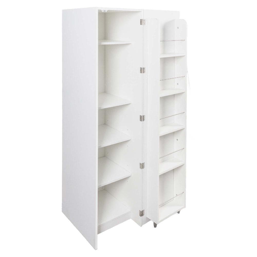 XUJMK 16 in W x 22 in D x 63 in H Linen Cabinet, Pantry Freestanding Buffet Cupboards Sideboard in White with Doors & Shelves (1)