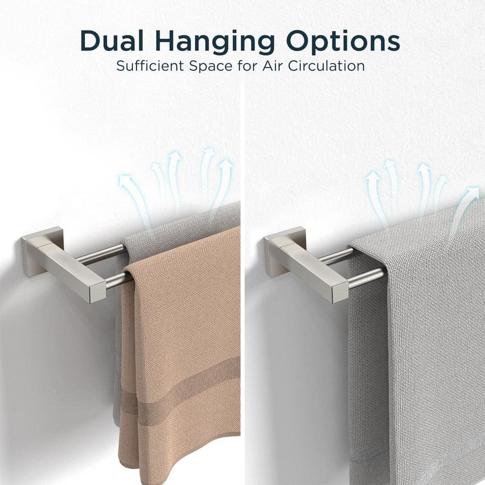 Unbranded Double Towel Bar 25.98 in. Brushed Nickel Stainless Steel Heavy-Duty Wall-Mounted Dual Bath Towel Rail Rod (3)