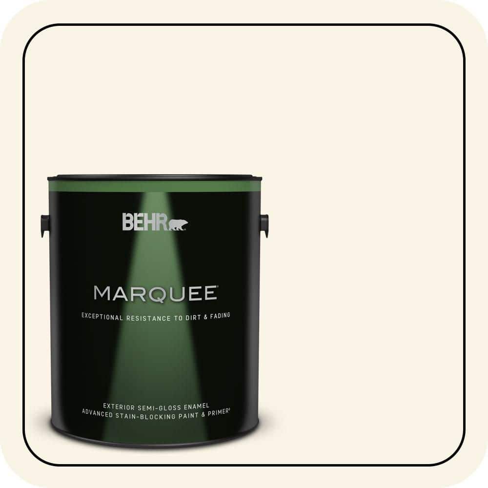 BEHR MARQUEE 1 gal. #W-D-400 Cotton Fluff Semi-Gloss Enamel Exterior Paint & Primer