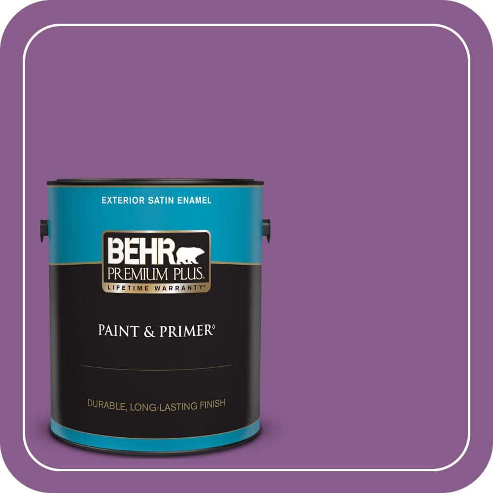 BEHR PREMIUM PLUS 1 gal. #670B-7 Candy Violet Satin Enamel Exterior Paint & Primer