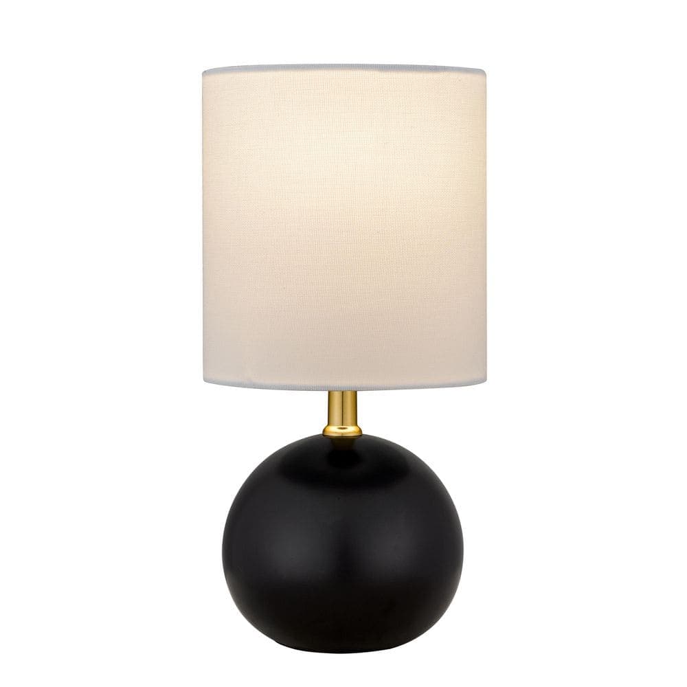 Quoizel Corin 12 in. Matte Black and Painted Gold Modern Table Lamp with White Fabric Drum Shade (2)