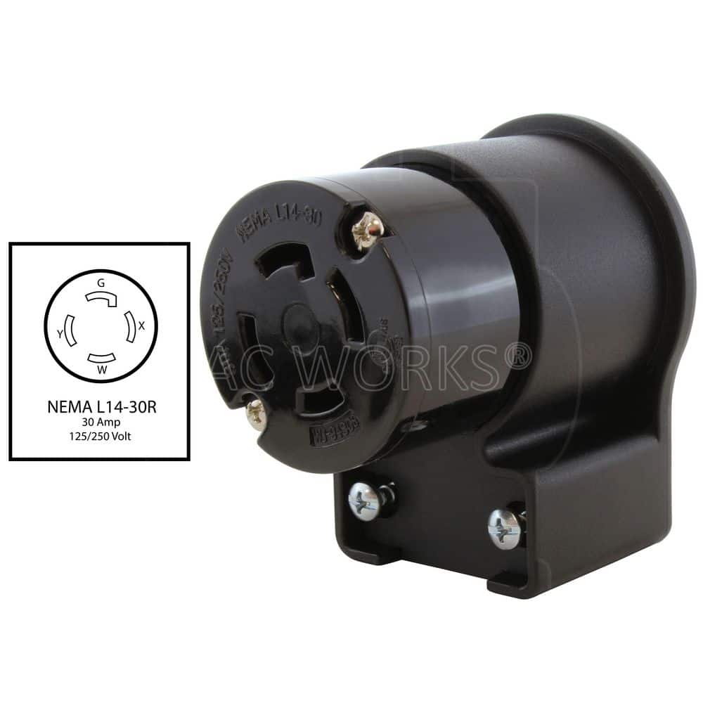 AC WORKS NEMA L14-30R 30A 125/250V 4-Prong Elbow Locking Female Connector With UL, C-UL Approval (2)