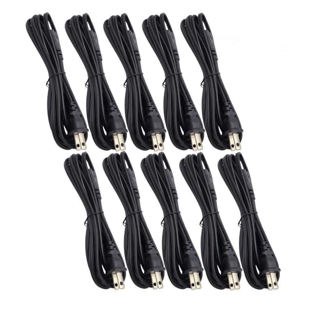 Micro Connectors, Inc 15 ft. 18 AWG / 2-Conductors (NEMA 1-15P to C7) Indoor Cable Black (10-Pack) (1)