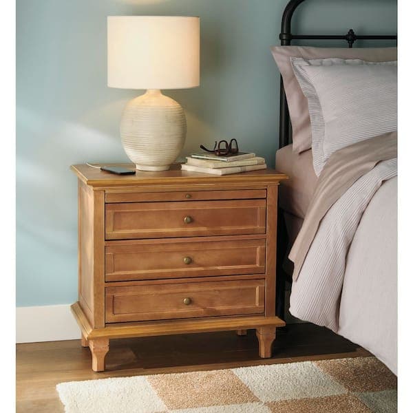 Hampton Bay Finch 22 in. Distressed White Ribbed Table Lamp with White Linen Shade