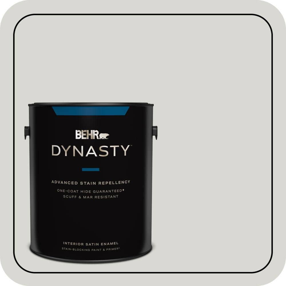 BEHR DYNASTY 1 gal. #N360-1 Seagull Gray Satin Enamel Interior Stain-Blocking Paint and Primer