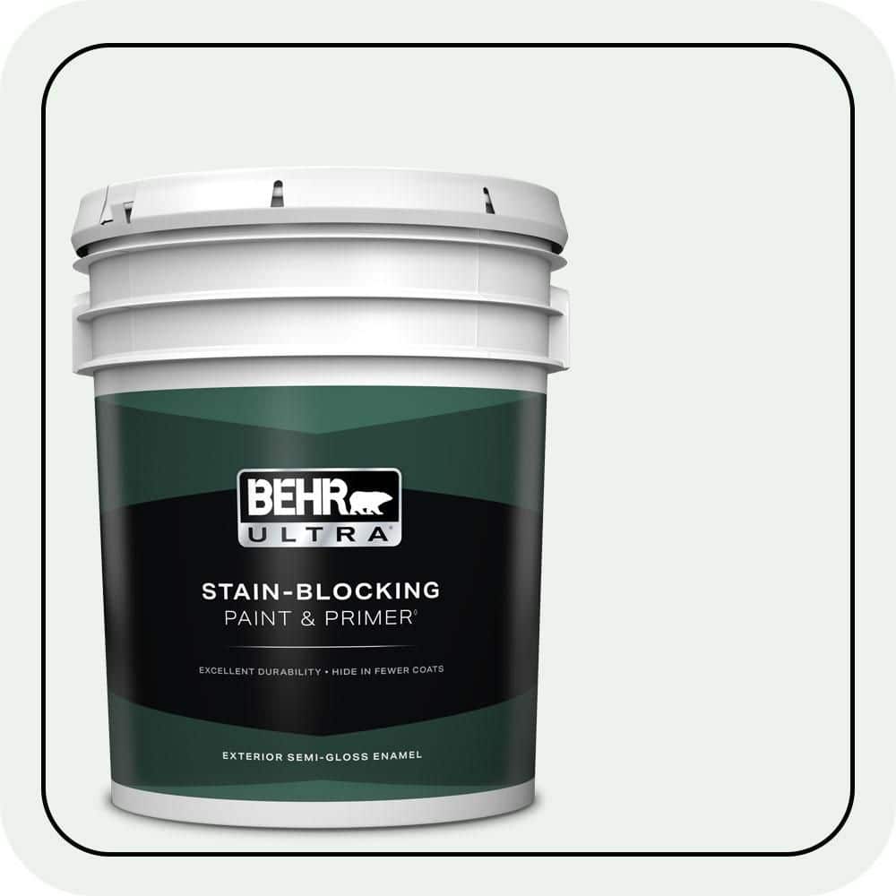 BEHR ULTRA 5 gal. #W-D-500 Cascade White Semi-Gloss Enamel Exterior Paint & Primer